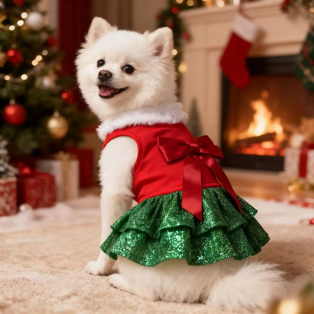 แฟชั่นน่ารักซานตาคลอสสุนัขกระโปรงนุ่มระบายอากาศแมวคริสต์มาสชุดสัตว์เลี้ยงที่อบอุ่นคริสต์มาสเครื่องแต่งกาย คริสต์มาส - รูปที่ 7