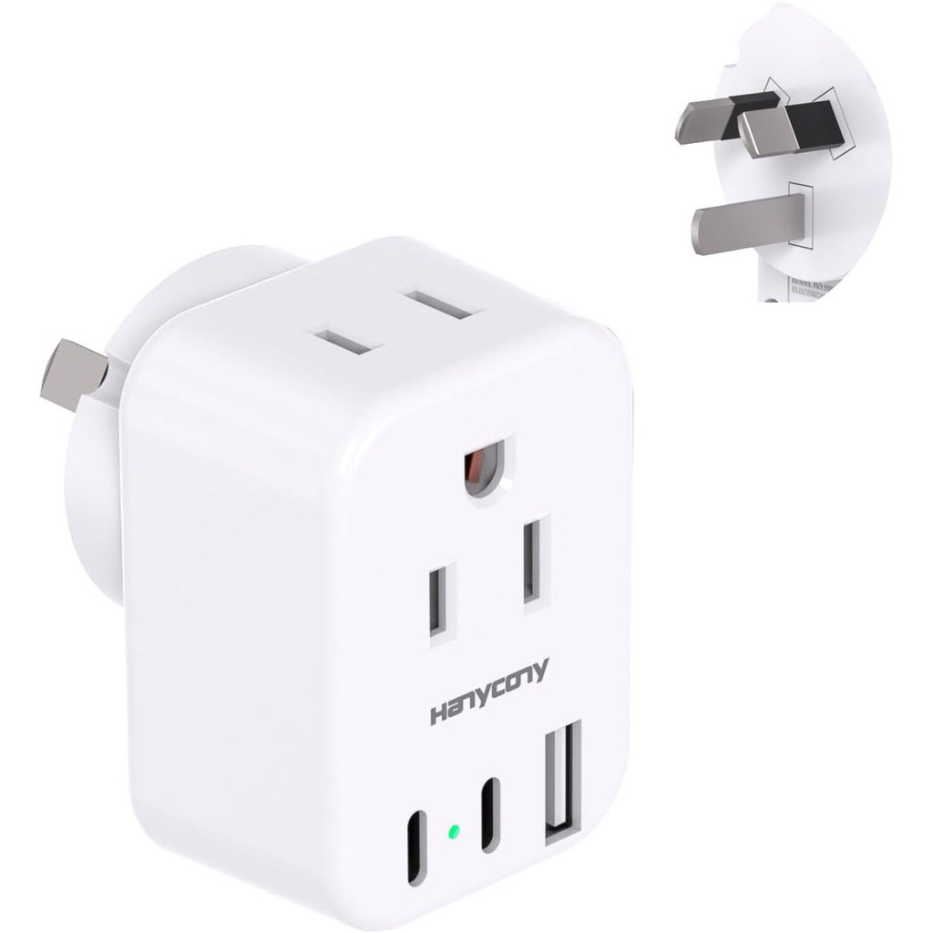 US to Australia New Zealand Power Plug Adapter, HANYCONY Type I Adapter Plug 2 Outlets 3 พอร์ต USB (