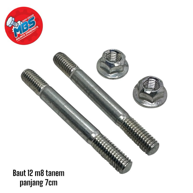 ORI Bolt 12 Tanem M8 ความยาว 7 ซม. ด้ายด้านล่างด้านบน Bolt
