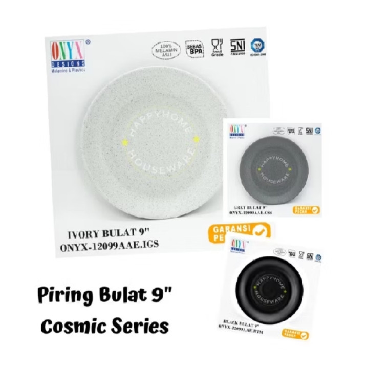 ONYX 9in Cosmic Series จานกลมเมลามีน | จานแบนสีเทา 9 นิ้ว พรีเมี่ยม