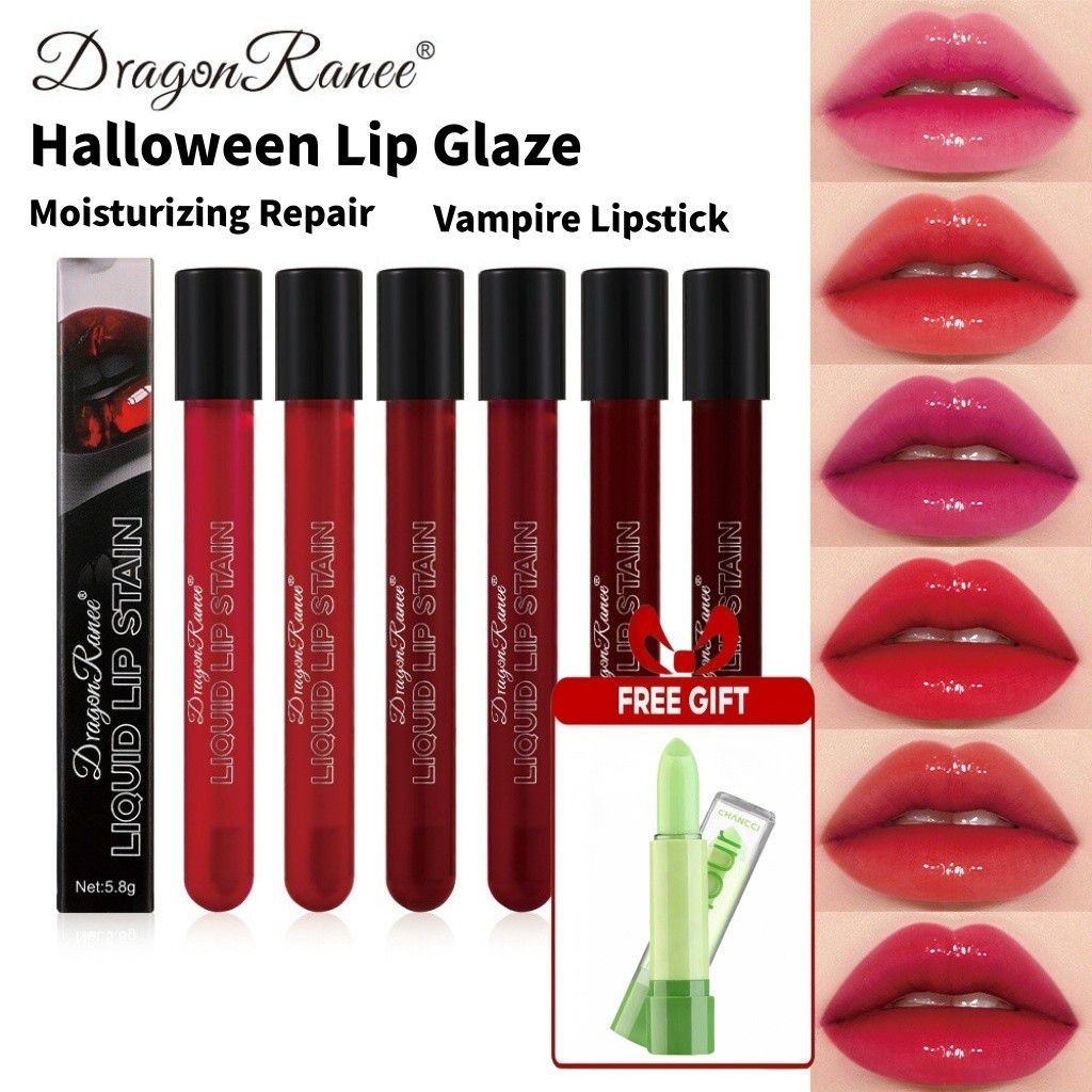 FREE GIFTDragon Ranee Lip Glaze Moisturizing Water Light ลิปสติกฮาโลวีน Vampire Series ลิปสติก Liqui