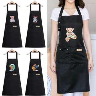 ผ้ากันเปื้อนผ้าลายเรียบง่าย กันน้ำมัน ใช้งานทนทาน ใส่สบาย เห…