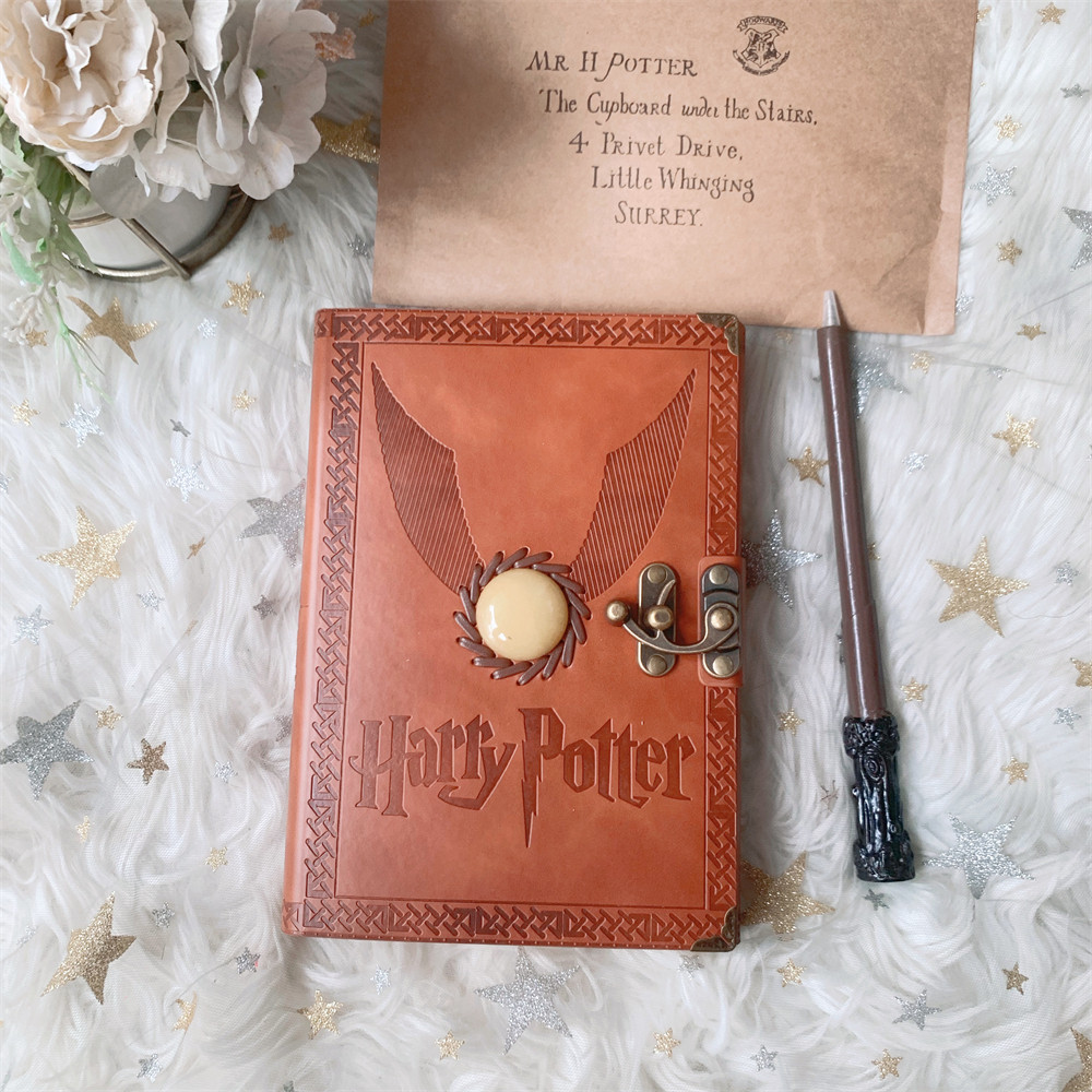 สมุดบันทึก Harry Potter Retro Gem Notepad Hogwarts Kraft Paper Handbook Diary Notepad