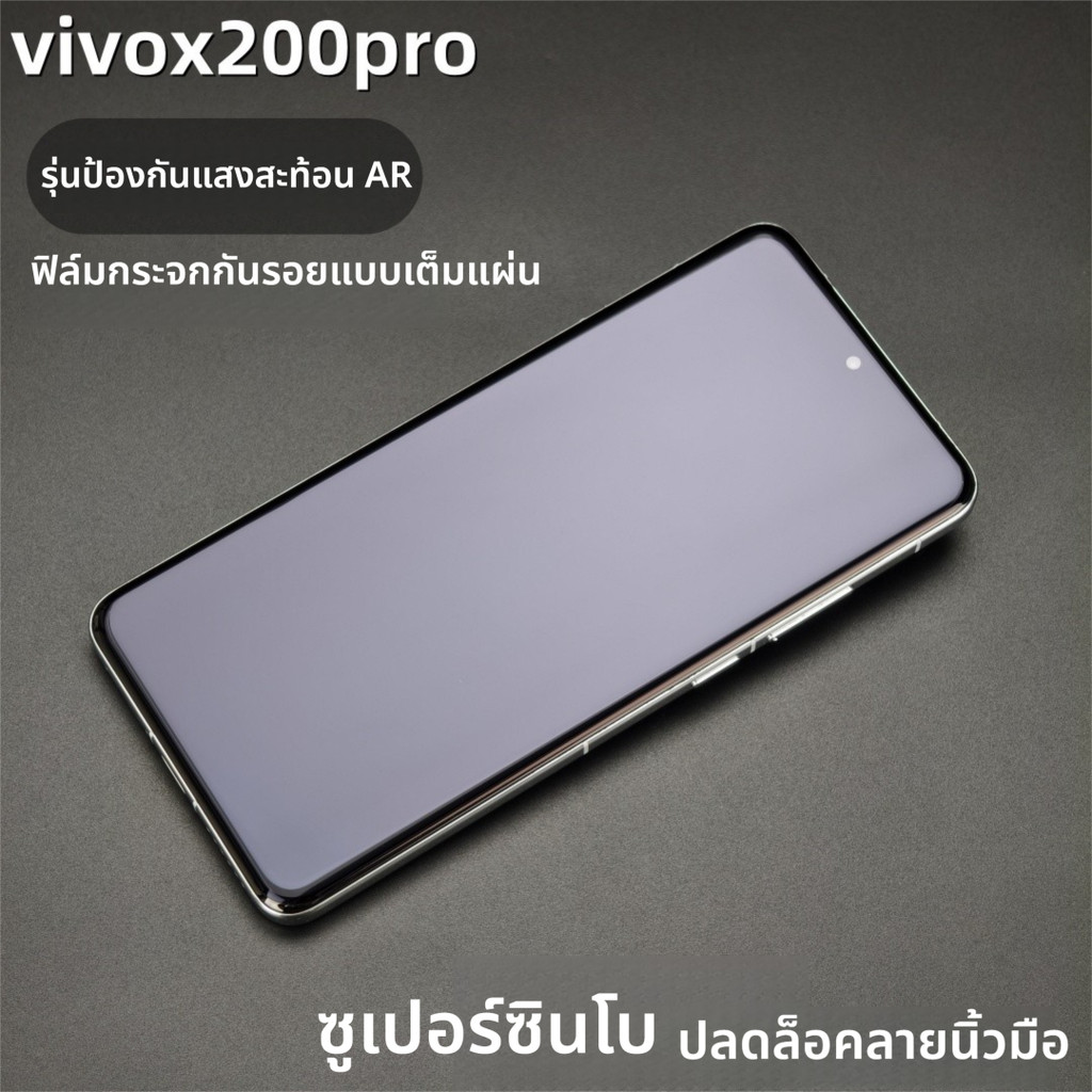 Blue Lion กระจกนิรภัย AR กันแสงสะท้อน รองรับปลดล็อกลายนิ้วมืออย่างรวดเร็ว สำหรับ vivo X200 Pro