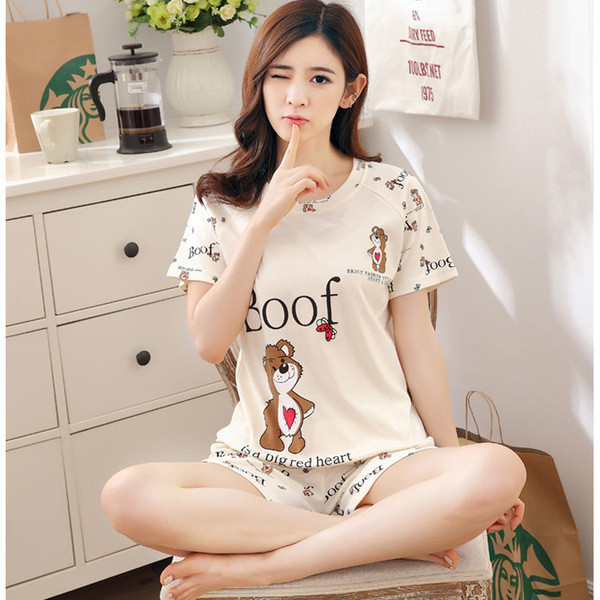 ชุดนอนมิโกะ bonnie pajamas ฤดูร้อนใหม่ชุดนอนผู้หญิงขนาดบวกแขนสั้นการ์ตูนน่ารักชุดบริการที่บ้านโรงงาน