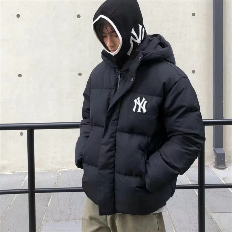 ปักโลโก้ MLB NY Winter Warm Couple Hooded Down Jacket