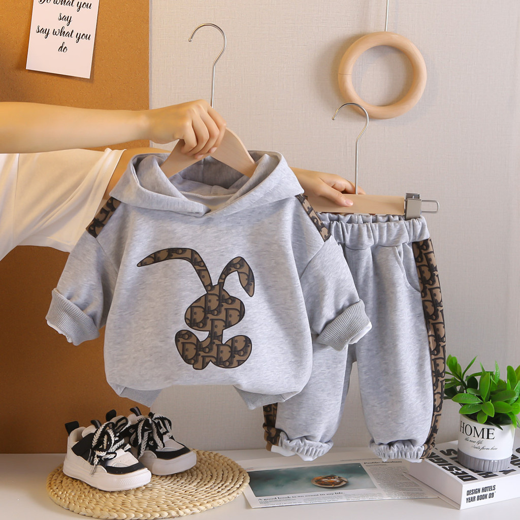 ชุดสองชิ้นสำหรับเด็กทารก เสื้อแขนยาวและกางเกง สไตล์แฟชั่นและลำลอง เหมาะสำหรับหน้าหนาว