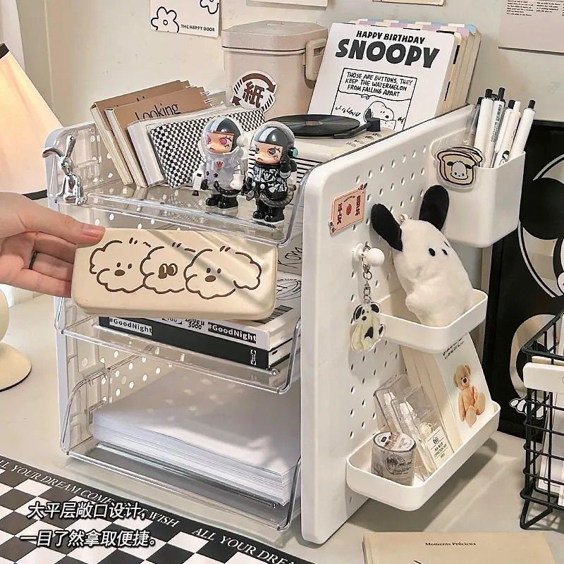 High-value Hole Board กล่องเก็บ ins สไตล์เดสก์ท็อป a4 แฟ้มกระดาษชั้นชั้นทํางานเครื่องเขียน Book Orga