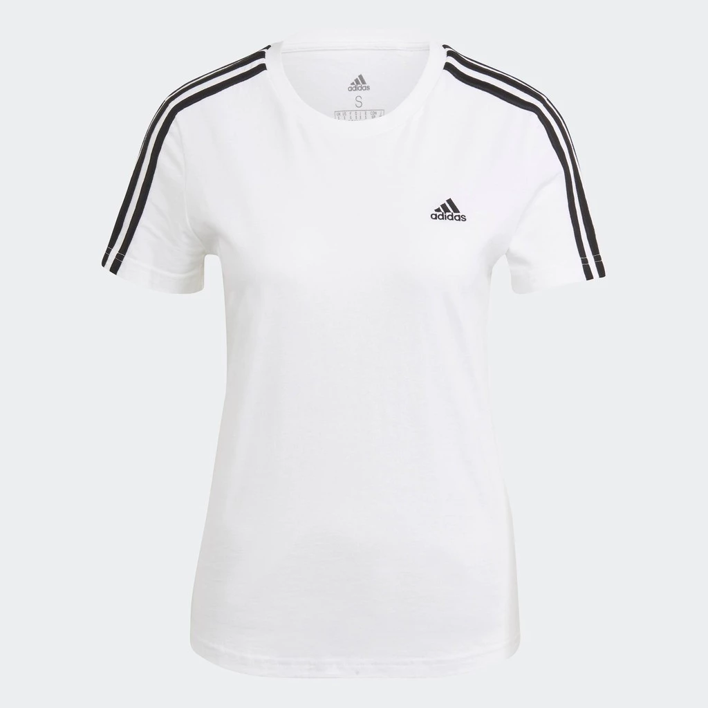 adidas ไลฟ์สไตล์ เสื้อยืด Essentials Slim 3-Stripes ผู้หญิง สีขาว GL0783