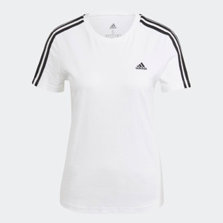 adidas Lifestyle Essentials Slim 3-Stripes Tee Women White G…