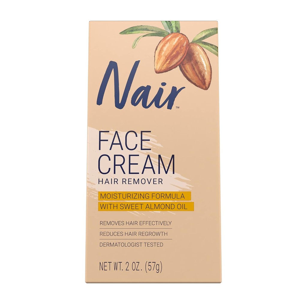 Nair Hair Remover ครีมบํารุงผิวหน้าให้ความชุ่มชื้นพร้อมน้ํามันอัลมอนด์หวาน 2OZ
