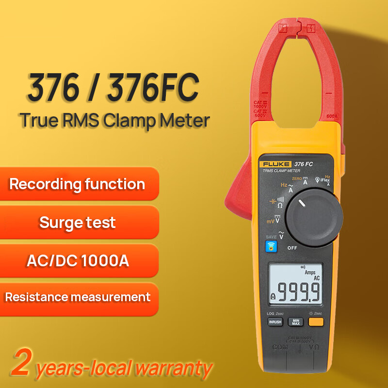 FLUKE 376FC/376 True RMS แคลมป์มิเตอร์แรงดันไฟฟ้าแบบแคลมป์ไร้สาย WIFI AC และ DC Clamp Multimeter