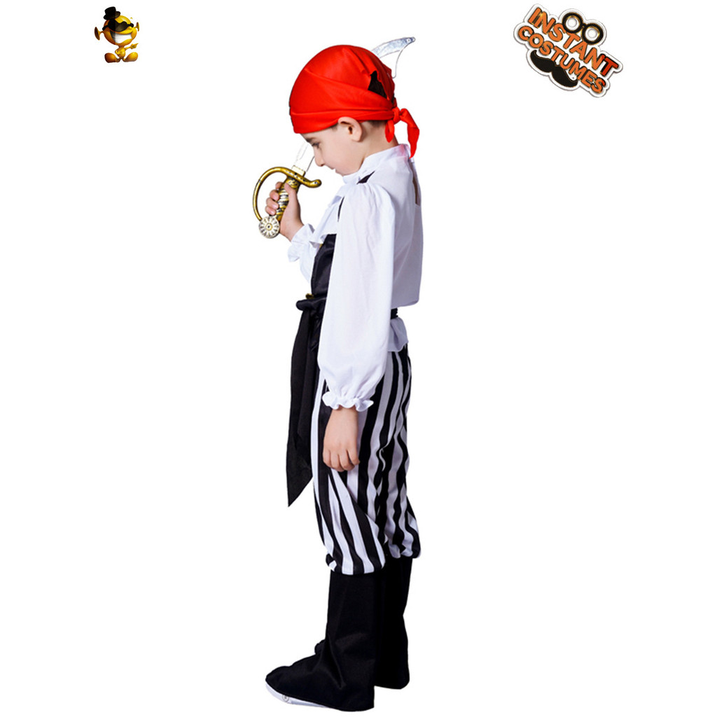เด็ก Cool Boy เครื่องแต่งกายโจรสลัดฮาโลวีน Carnival Boy Pirate Party เครื่องแต่งกายคอสเพลย์ชุด LYAJI