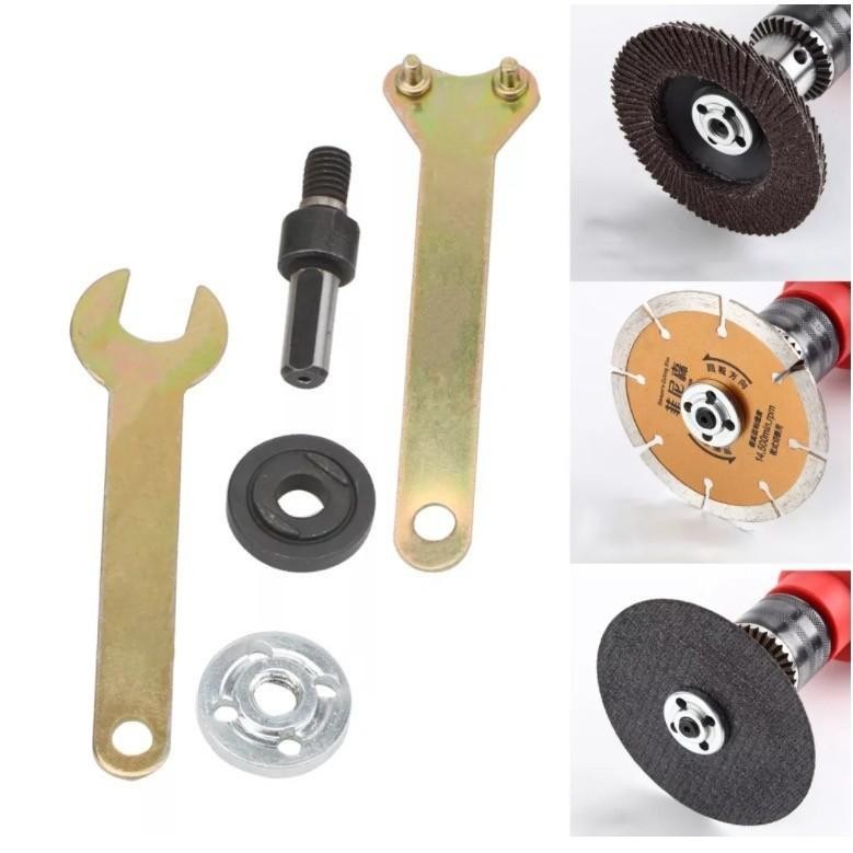 ประแจอะแดปเตอร์แปลงสว่าน เส้นผ่านศูนย์กลาง 10 มม. 5 ชิ้น ต่อชุด ชุดเครื่องมือขัด Spanner ก้านเชื่อมต่อเจาะเครื่องบดมุม Shank Mandrel FLANGE NUTS ประแจอะแดปเตอร์แผ่นชุด เปลี่ยนเครื่องบดมุมก้านสําหรับตัดล้อขัดโลหะ Handle Holder Adapter - รูปที่ 3