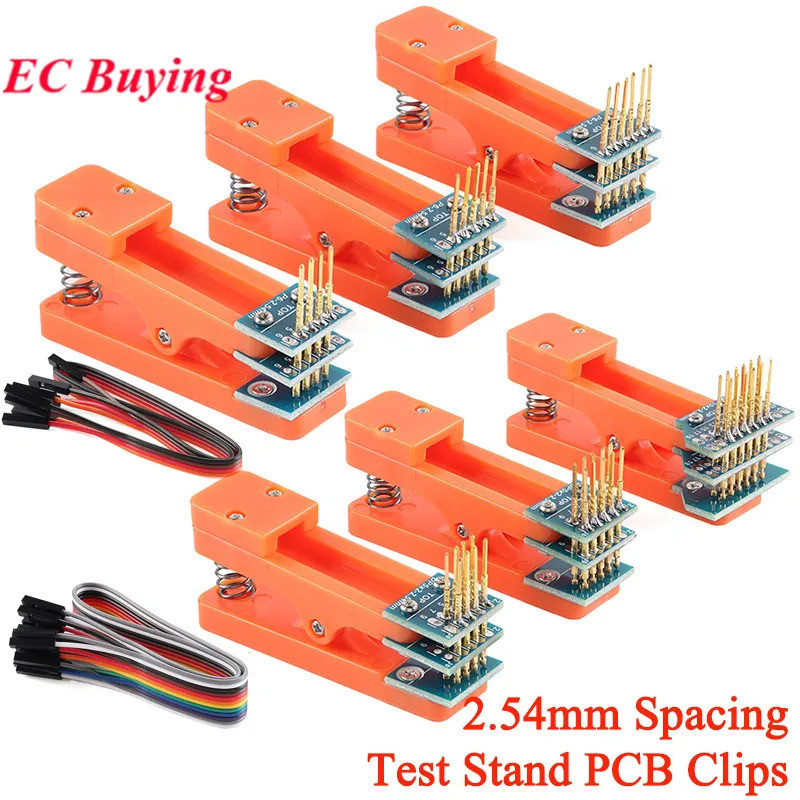 ทดสอบขาตั้ง PCB คลิป 2.54 มม.Spacing Clamp Burning Fixture Probe Pogo Pin ดาวน์โหลดโปรแกรม Burn 3P 4P 5P 6P 7P 8P 9P 10P 12P สาย