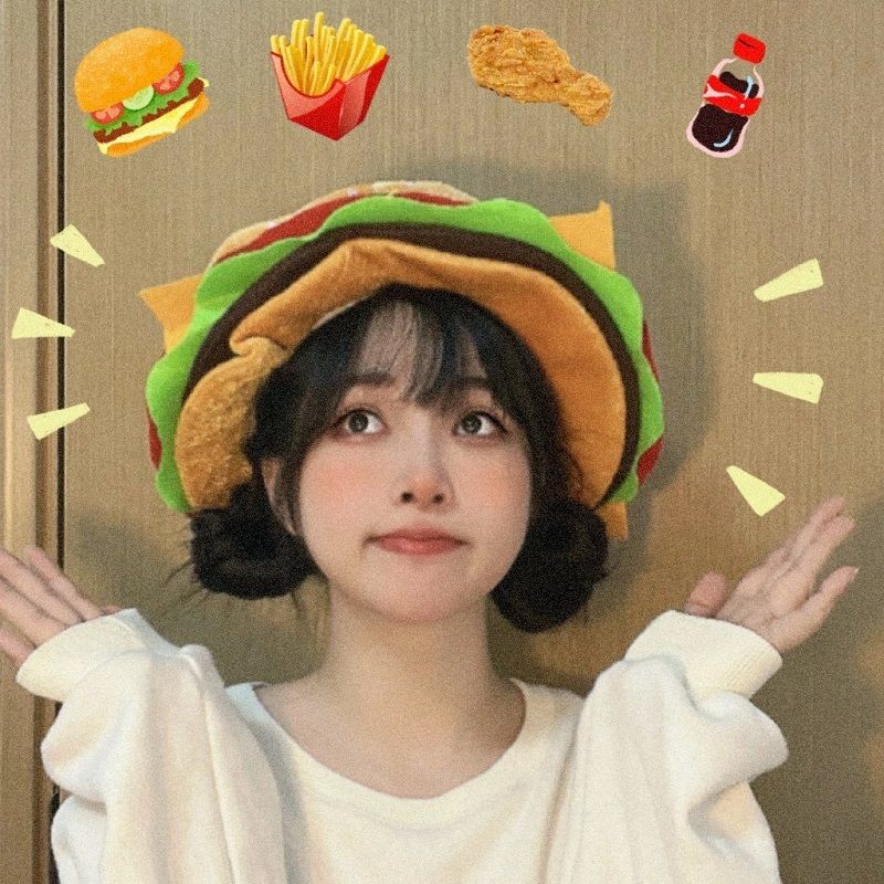 少女搞怪可爱卡通汉堡帽子同款帽Cosplay表演舞台帽子Girl's Funny Cute Cartoon Hamburger Hat Same Style Hat20251011