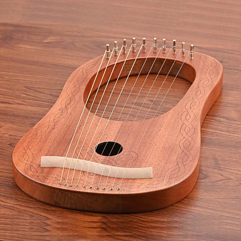 Lyre Harp 10 String คลาสสิก Harp Lyre Harp อาชีพเครื่องดนตรีไม้ Lyre Harp พร้อมประแจปรับแต่งแบบพกพา 