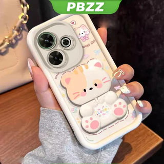 เคสสําหรับ POCO C65 5G REDMI 13C 2023 4Gเคสโทรศัพท์Softcaseซิลิโคนกันกระแทกฝาครอบการออกแบบใหม่ความงามที่มีผู้ถือ 360° กระจกแต่งหน้า แมวน่ารัก สําหรับเด็กผู้หญิง JTXMMZJ