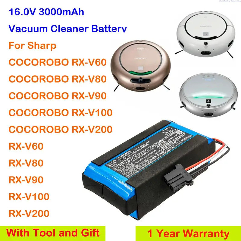 Cameron Sino 3000mAh เครื่องดูดฝุ่นแบตเตอรี่ LIS5003SPP สําหรับ Sharp COCOROBO RX-V60, RX-V80, RX-V9