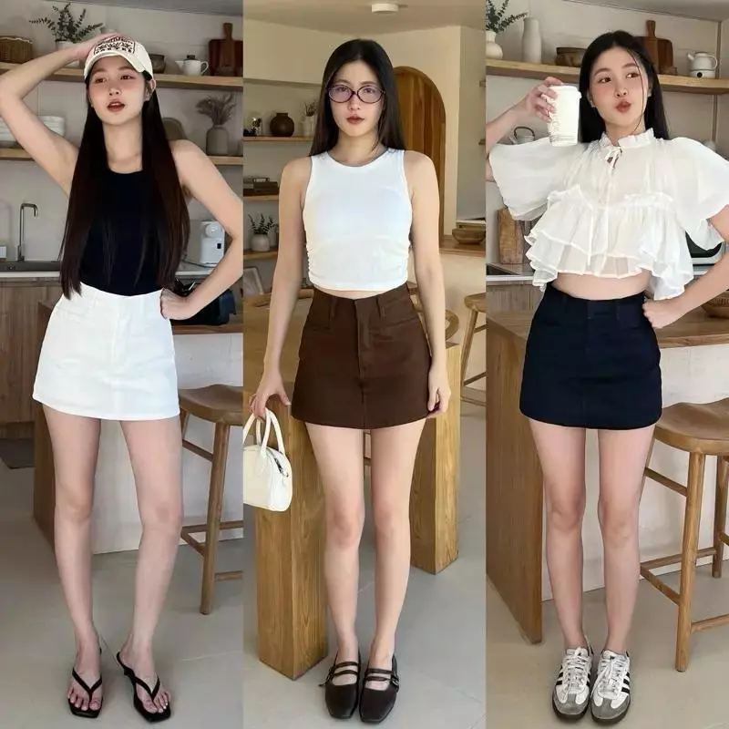 Bambi Skirt กระโปรงสั้น(มีซับใน)ผ้ายีนส์ยืดรุ่นแบมบี้