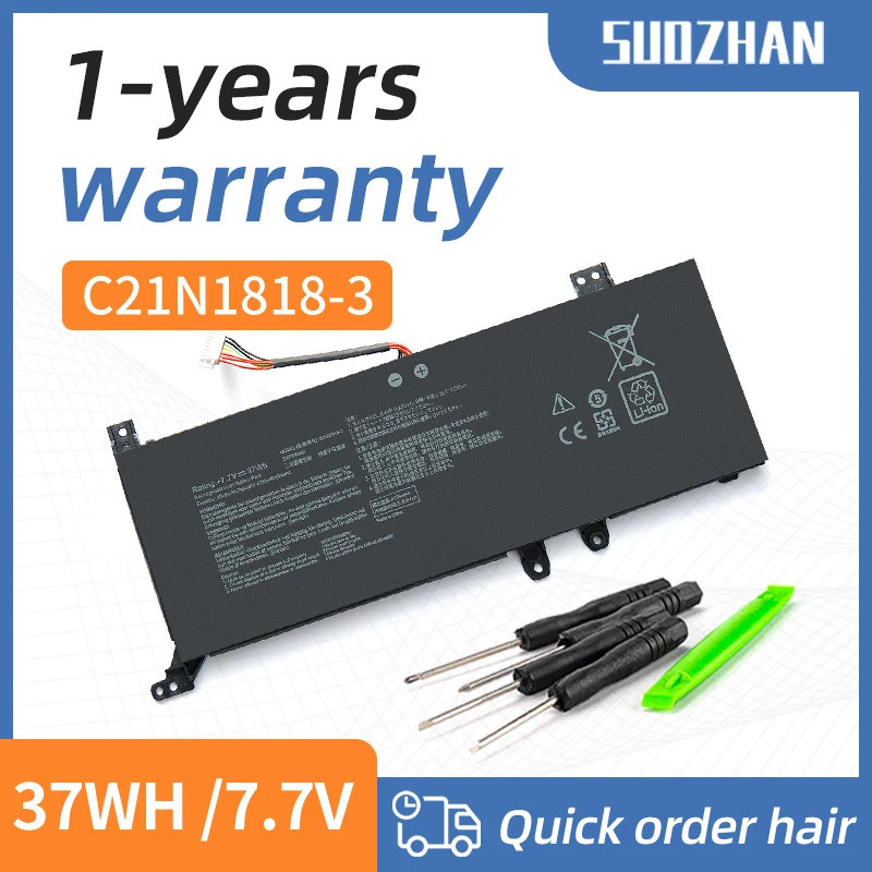 SUOZHAN 7.6V 37WH B21N1818 แบตเตอรี่แล็ปท็อปสําหรับ ASUS VivoBook 17 X712 X712FA X712FB B21N1818-2 C