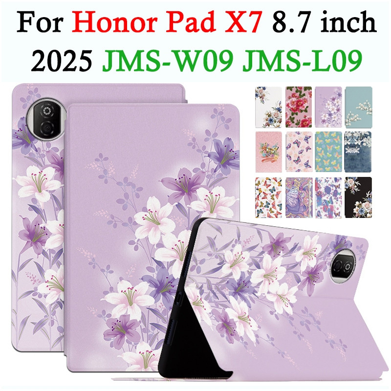 Singee สําหรับ Honor Pad X7 8.7 นิ้ว 2025 Freshen ดอกไม้ผีเสื้อสไตล์ JMS-L09 JMS-W09 หนัง PU กันกระแทกกรณีแท็บเล็ต