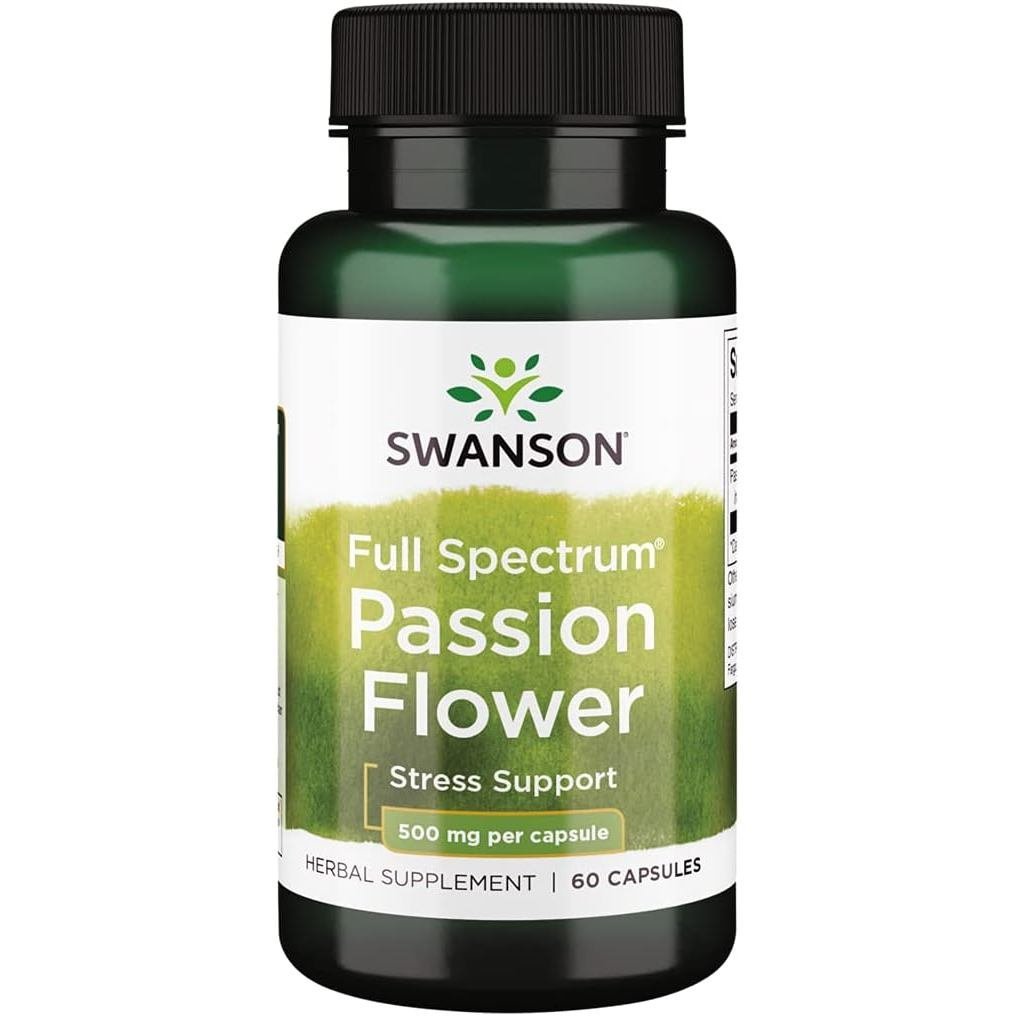 Swanson Full-Spectrum Passion Flower Stress Support 500 Milligrams 60 แคปซูล