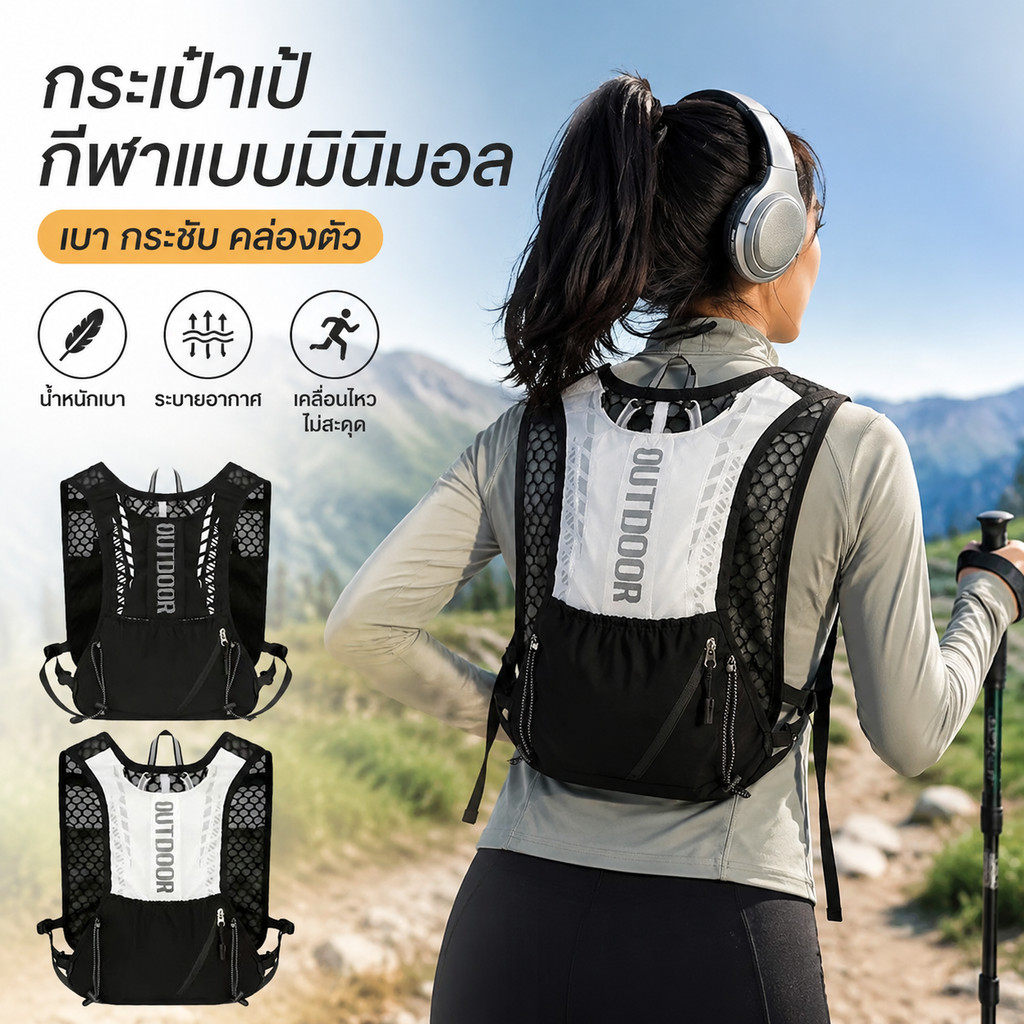 เสื้อกั๊กวิ่ง กระเป๋าวิ่งเทรล กันน้ำ ถุง Haft Full Marathon ระบายอากาศ น้ำหนักเบา เหมาะสำหรับการออกกำลังกายกลางแจ้ง