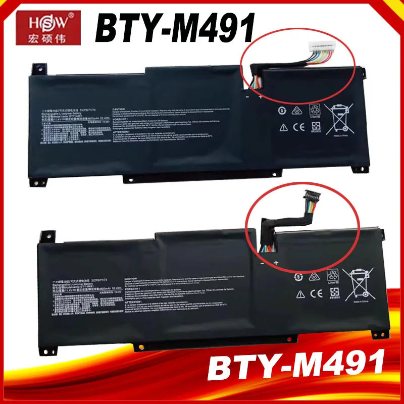 BTY-M491 11.4V 52.4Wh แบตเตอรี่แล็ปท็อปสําหรับ MSI โมเดิร์น 15 A10M A11M Stealth 15M A11M Summit B15