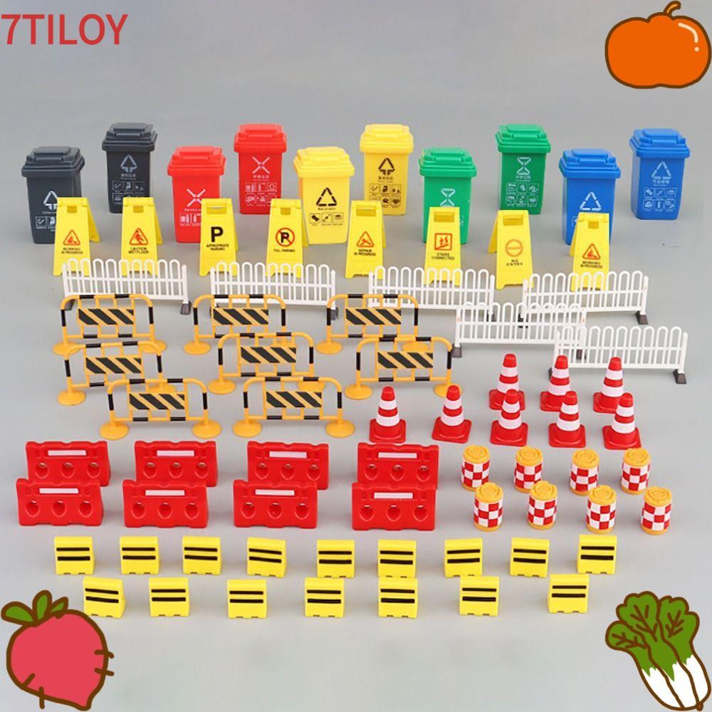 7TILOYSHOP 24/40/62PCS ป้ายถนนของขวัญ Early สอนเด็กความรู้ความเข้าใจแผนที่บล็อกรั้ว