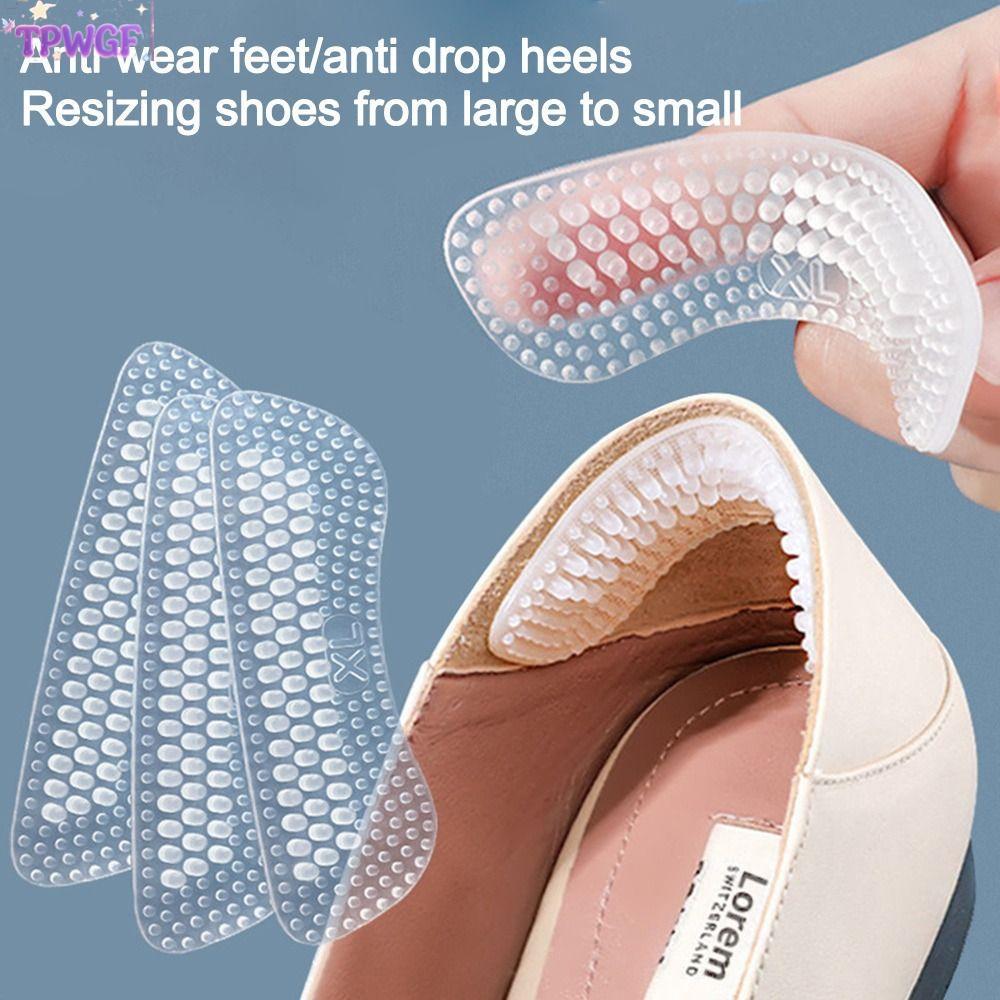 TPWGF 2 ชิ้นสติกเกอร์ส้น, Anti SLIP SLIP SLIP ส้นรองเท้าซิลิโคนที่มองไม่เห็นสําหรับผู้หญิงผู้ชาย