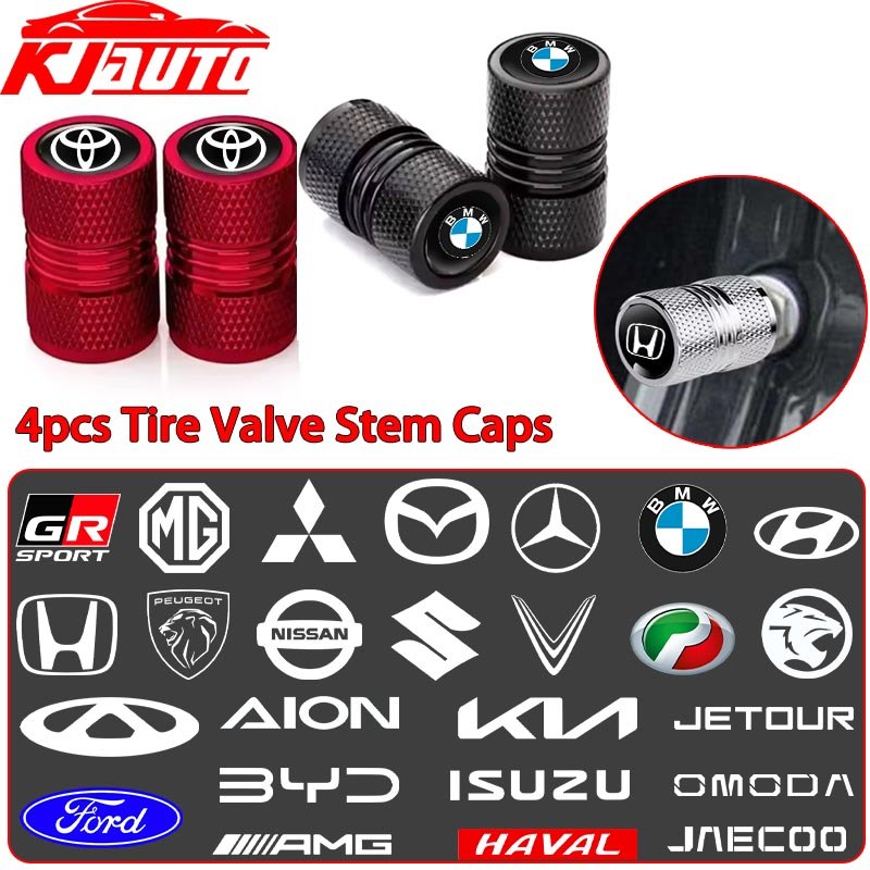 4 ชิ้นรถวาล์ว Caps Stem Case ครอบคลุมอลูมิเนียมล้อวาล์วฝุ่นหมวก Tyre Rim Stem Cover