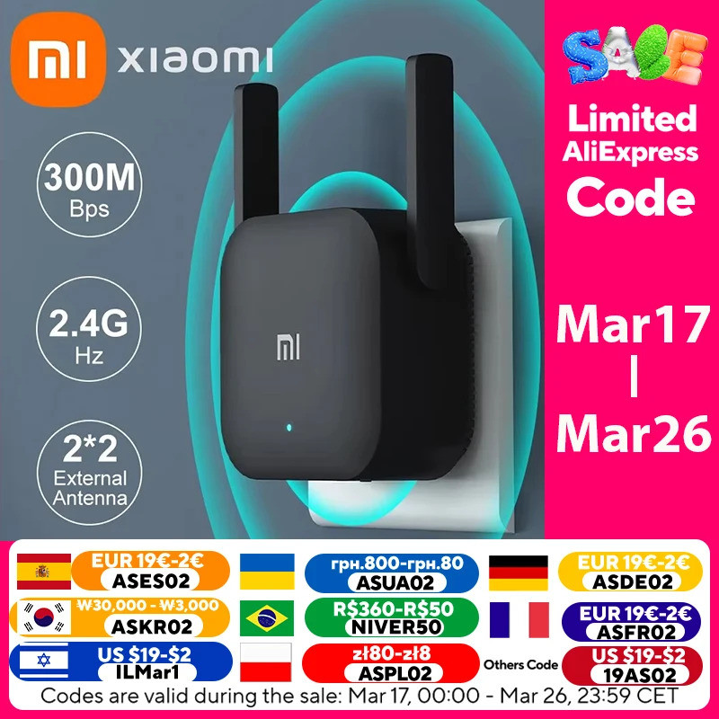 Xiaomi Repeater WiFi Pro Mi เครื่องขยายเสียงเครือข่าย Expander Router Power Extender Roteador 300M 2