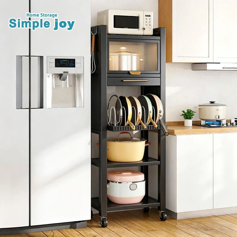 SimpleJoy รถเข็นเก็บของในครัวพร้อมลิ้นชัก มีล้อเลื่อน ชั้นวางไมโครเวฟอเนกประสงค์ ประหยัดพื้นที่
