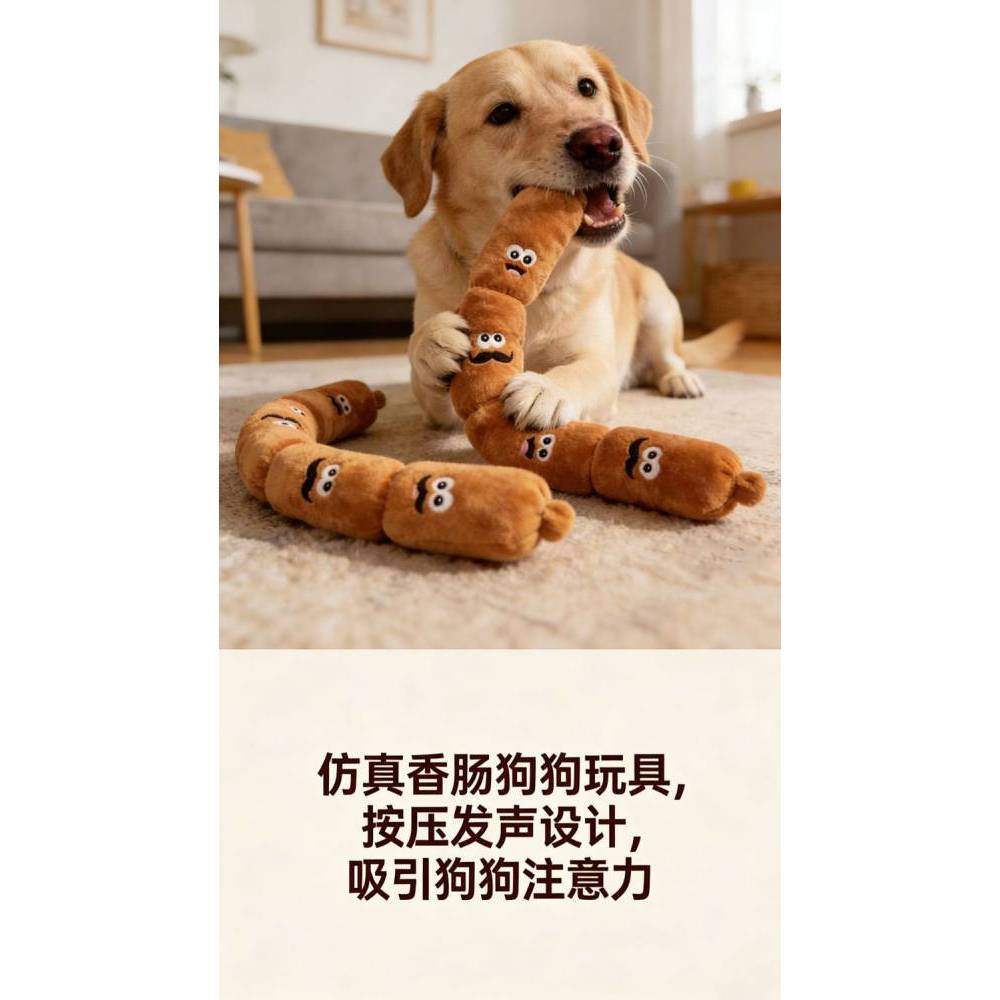 Dog New Plush Simulation Sausage Sound Toy Fun Interactive Dog Relieving Stuffy Sausage Doll Aiwg