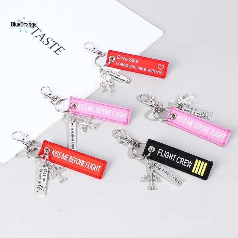 New Flight Keychain Set kiss ก่อน crew drive safe เครื่องแกะสลักโลหะเครื่องบิน hot