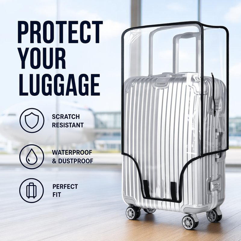 โปร่งใสกระเป๋าเดินทาง PVC กระเป๋าเดินทาง Protector กระเป๋าเดินทาง Sarung Beg 20 ถึง 30 นิ้ว