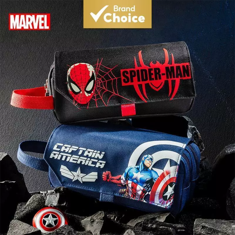 กล่องดินสอ SpiderMan สําหรับวัยรุ่น Disney Marvel ความจุขนาดใหญ่ Kokuyo สไตล์สําหรับเด็กผู้ชายเครื่องเขียนโรงเรียน