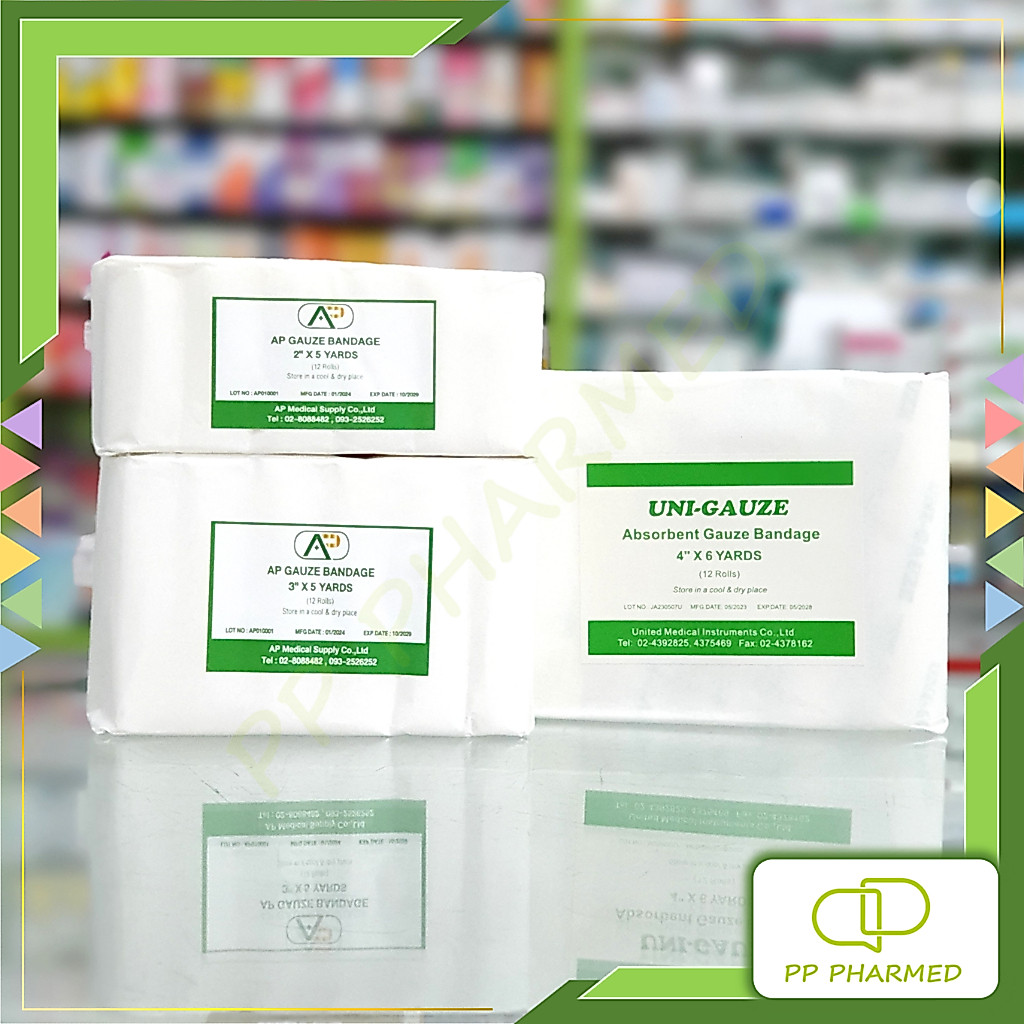 Uni-Gauze ผ้าก๊อซพันแผล Absorbent Gauze Bandage แพ็ค12ม้วน
