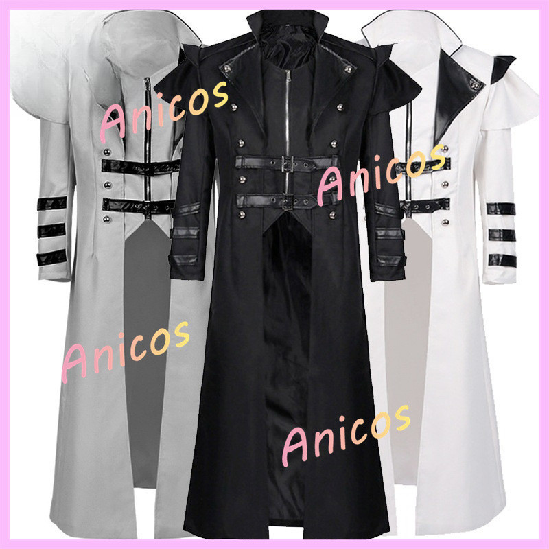 Steampunk Assassin TopcoatยุคกลางVINTAGE Gothicยาวสําหรับชายฮาโลวีนคอสเพลย์บทบาทเล่นเครื่องแต่งกายGo