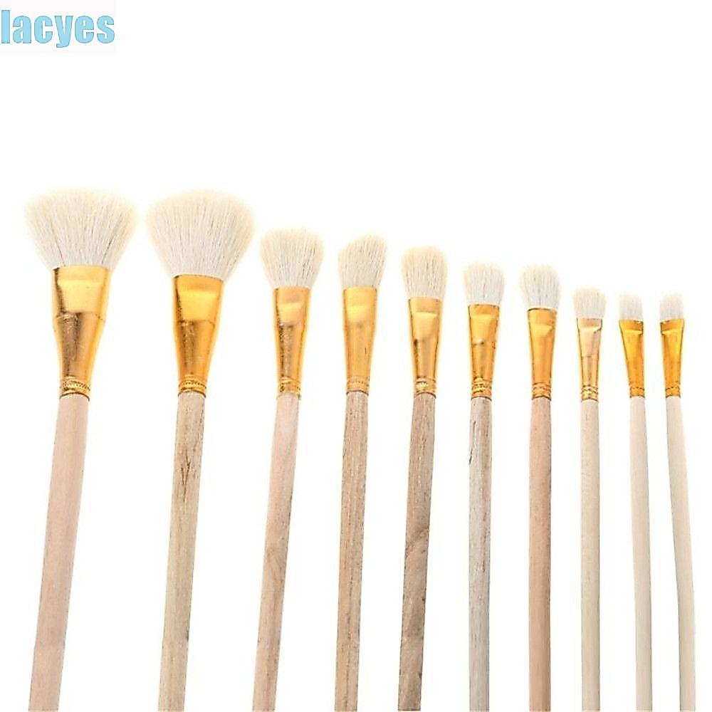 Lacyes ชุดแปรงขนสัตว์กลมทนทานสําหรับวาดภาพสีน้ํามัน 10 ชิ้น