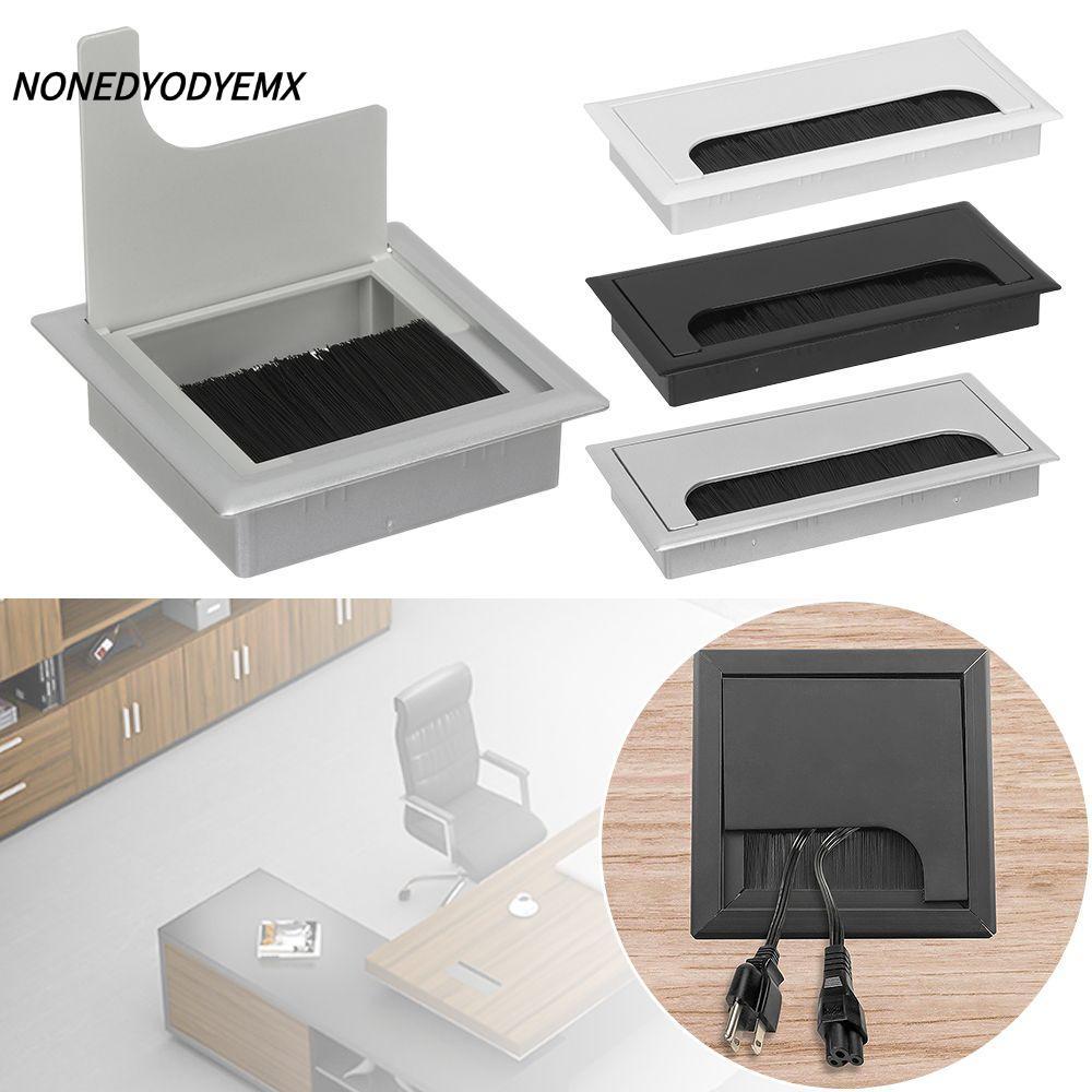 NONGYODYEMX กล่องลวดสี่เหลี่ยมผืนผ้า Grommet Hole ฝาครอบคอมพิวเตอร์เดสก์ท็อปตกแต่งสายไฟฝาครอบ