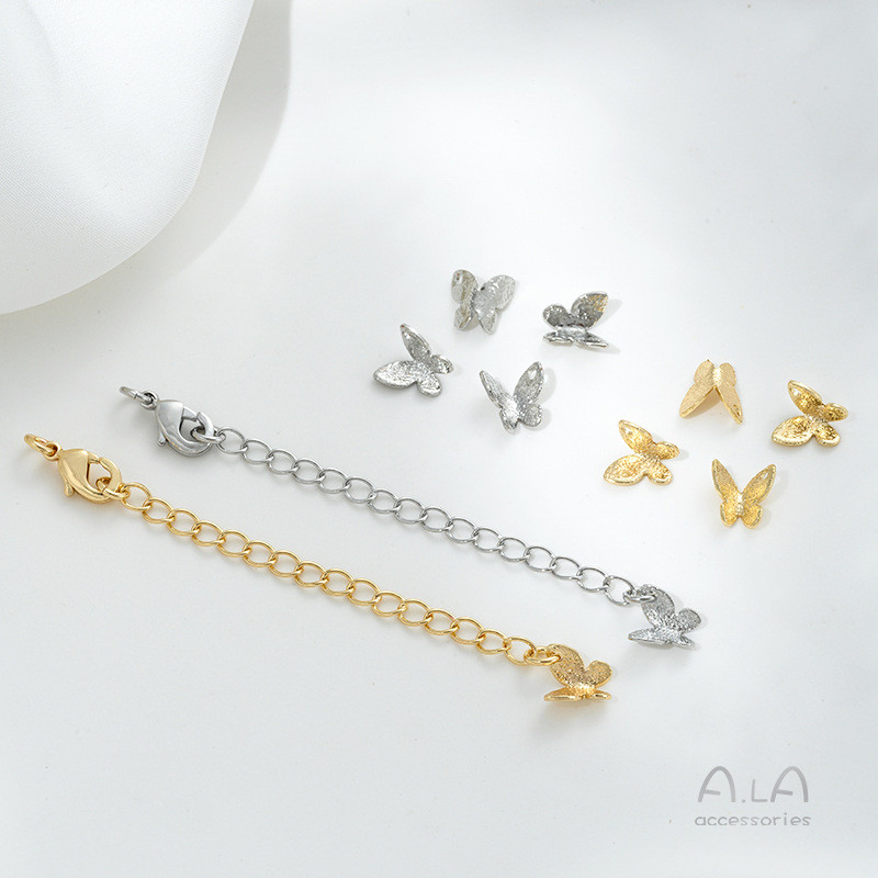 สี Retention 14K Gold-Packed สร้อยคอผีเสื้อขนาดเล็กจี้กุ้งก้ามกราม Extension Chain diy Hand-Made Tai