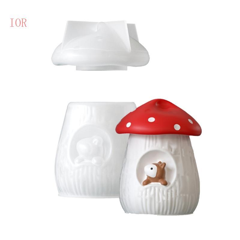 IOR Creative Squirrel Mushroom House แม่พิมพ์ซิลิโคนสําหรับตกแต่งขวดเก็บ