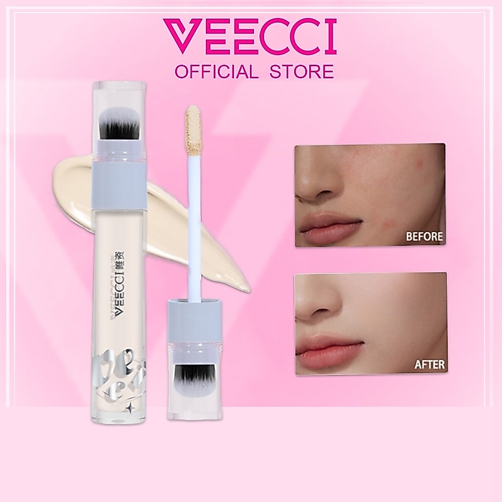 VEECCI คอนซีลเลอร์ มาพร้อมกับ หัวแปรง ซ่อนริ้วรอย ซ่อนสิวรอยคล้ำ เนื้อบาง ธรรมชาติ ติดทน คอนซิลเลอร์ 3.8g (3.8g)