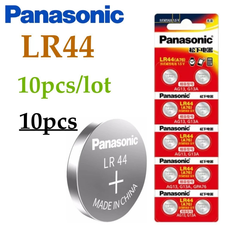 10pcs Original Panasonic A76 LR44 AG13 357 SR1154 LR1154 SR44 LR 44 อัลคาไลน์แบตเตอรี่สําหรับเครื่อง
