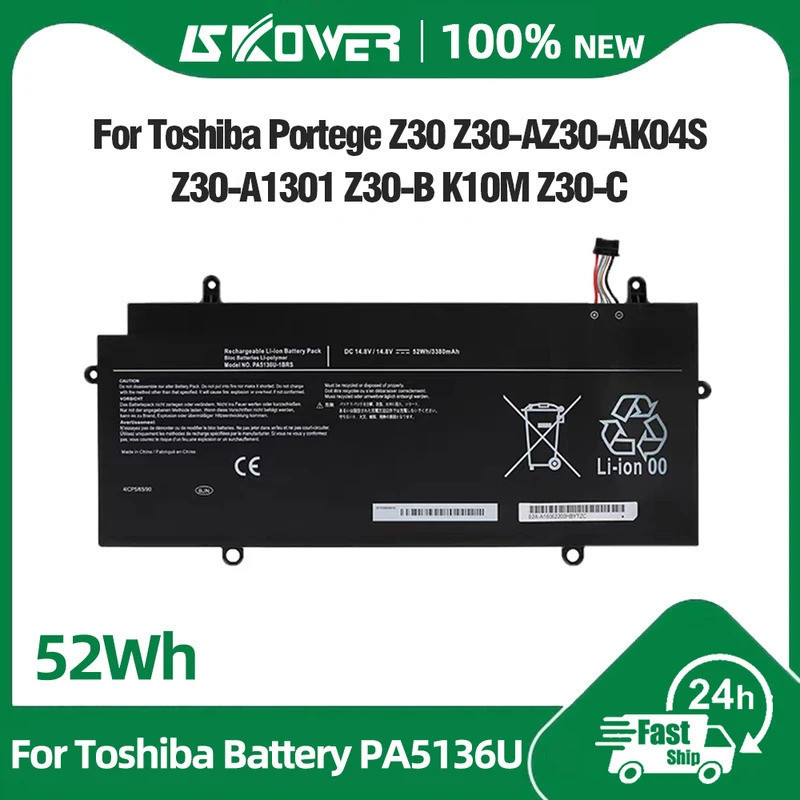 ใหม่ 52Wh PA5136U-1BRS แบตเตอรี่แล็ปท็อปสําหรับ Toshiba Portege Z30 Z30-A Z30-B K10M Z30-A1301 Z30-A