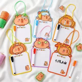 S0296 กระดานไวท์บอร์ด ลายคาปิบาร่า มีสายแขวน ขนาดเล็ก 20cm แถมฟรี ปากกา (สุ่มลาย) เครื่องเขียน