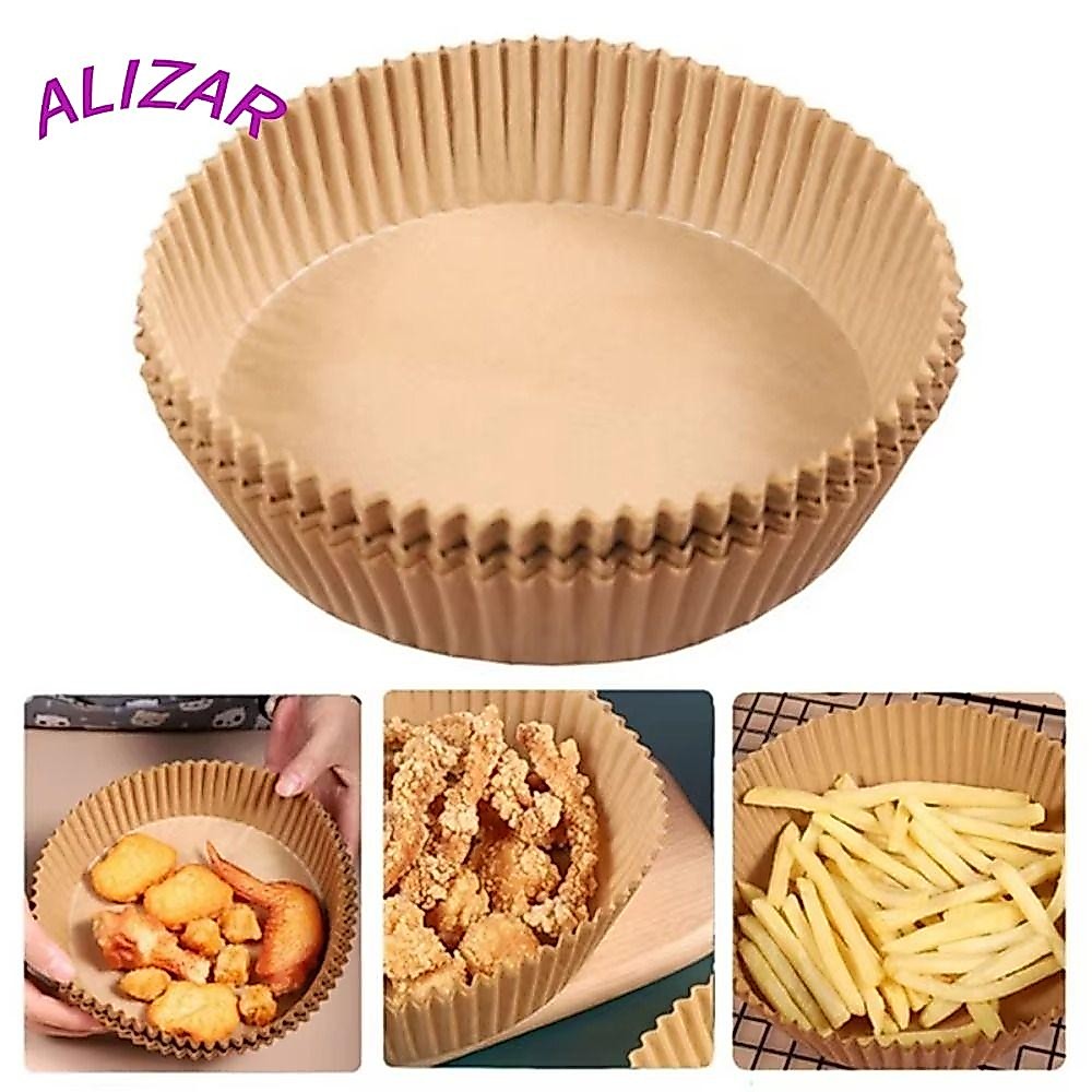 ALIZAR 20/50/100 ชิ้นกระดาษอบ,น้ํามันกันน้ํา Air Fryer กระดาษ,ทนทาน Non-Stick ทิ้งกระดาษทอดสําหรับ Steamer มัฟฟิน Cupcake