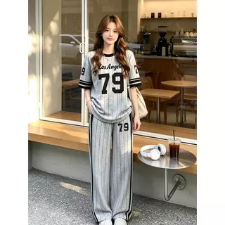 DTXmarket No.UG79 ชุดเซ็ท2ชิ้น เสื้อ+กางเกง พิมพ์ลายตัวเลข 79 ชุดเซ็ทแฟชั่น เสื้อผ้าแฟชั่น